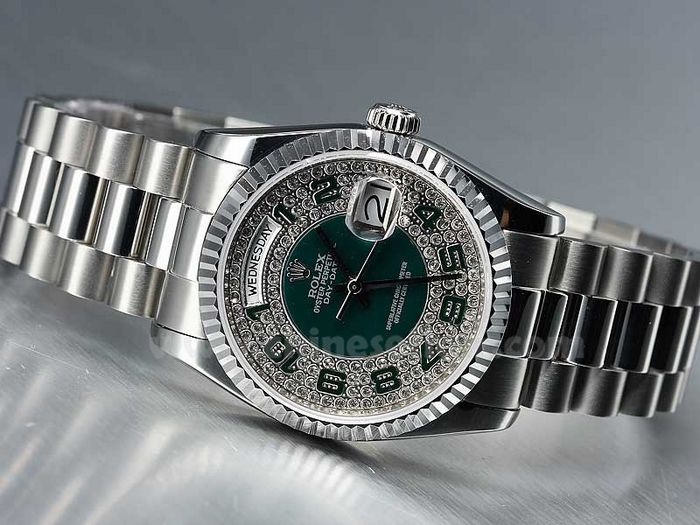 Rolex Day Date Diamonds Replica Watch: Green Diamond Dial